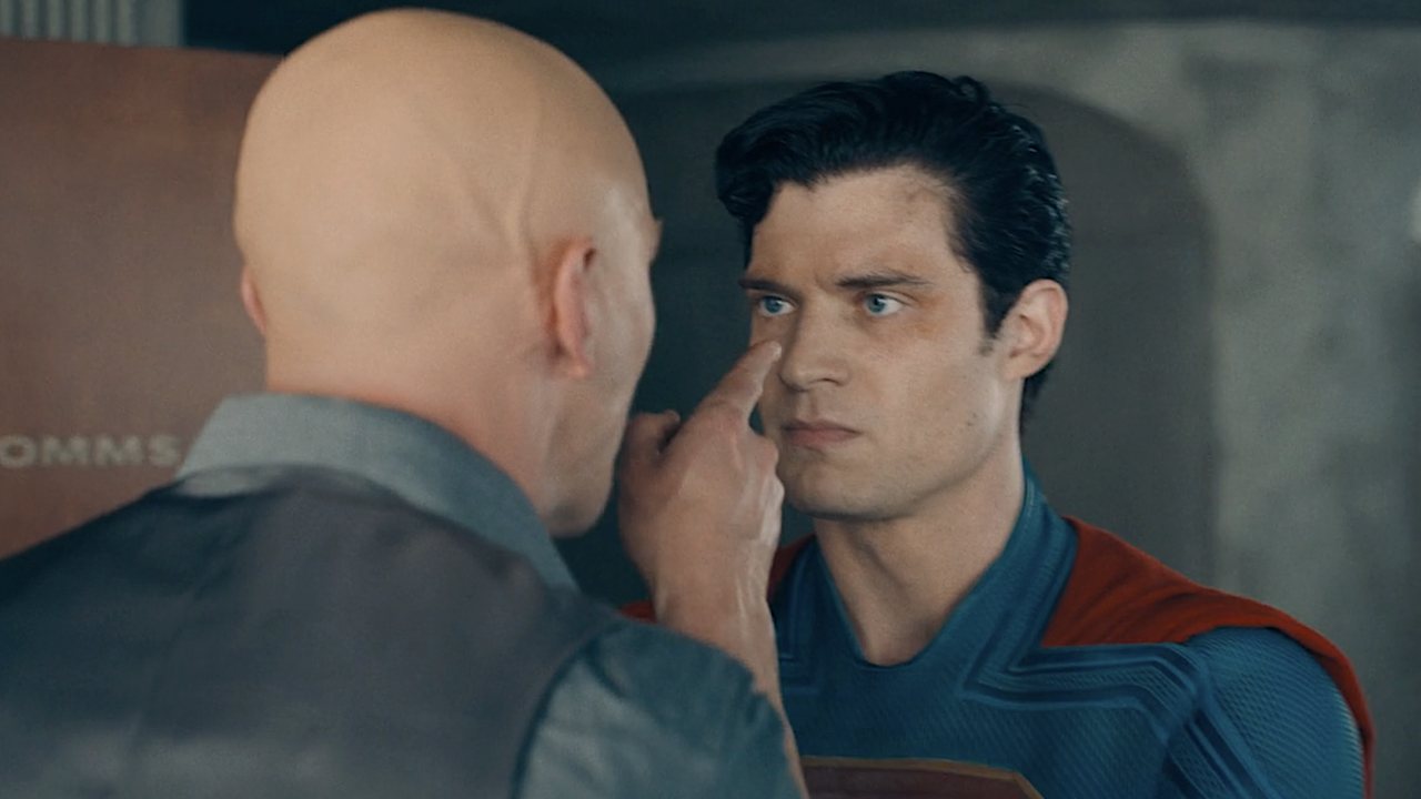 Lex Luther pointing finger in Superman's face in Superman
