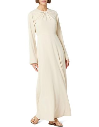 Damen-Maxikleid mit tiefem Twist-Ausschnitt von @withloveleena, Tapioca, S