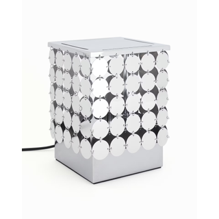 A silver sequin lamp