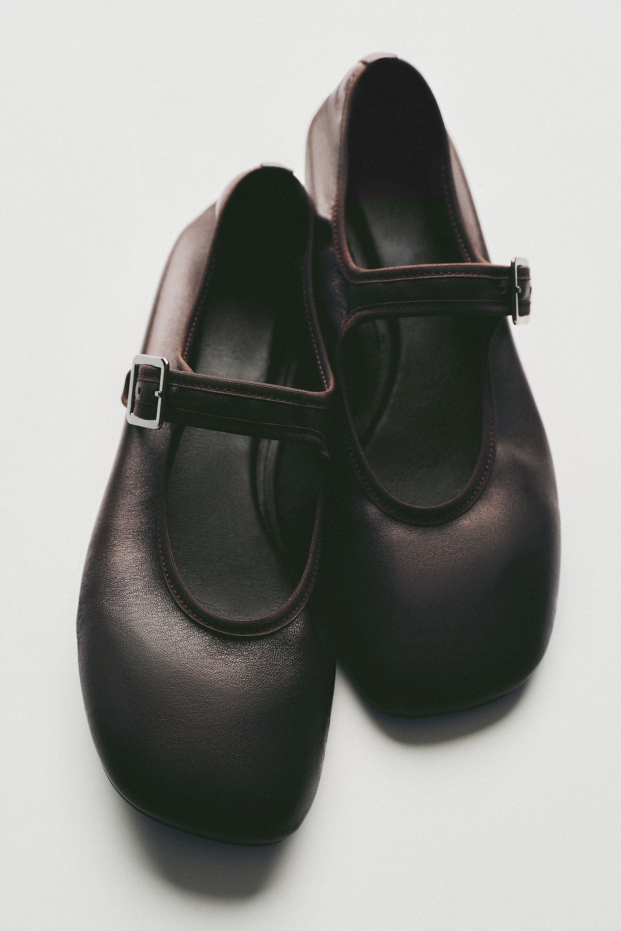 Square-Toe Buckled Ballet Flats