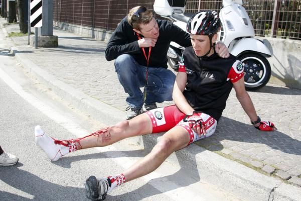 Bernhard Oberholzer took a tumble on the first stage