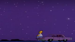 Homer looking up at the stars in The Simpsons.