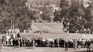 The ninth green during the 1930 US Women's Amateur Golf Championship at Los Angeles Country Club