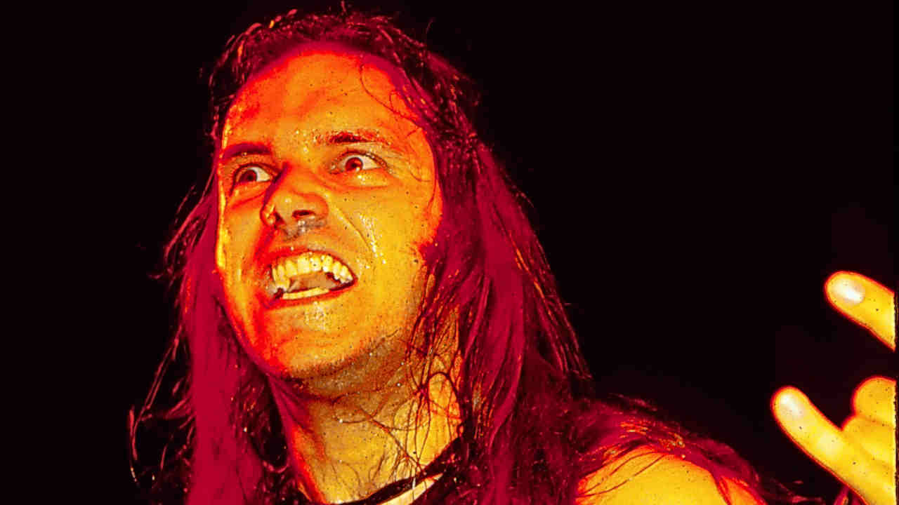 Blaze Bayley performing onstage with Wolfsbane in 1990