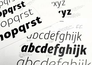 Detailed annotations focus on the fine, expressive details of each letterform