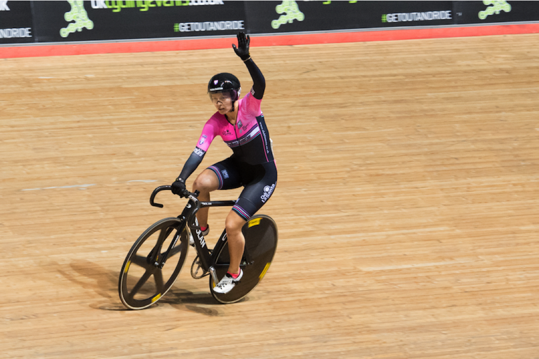Neah Evans celebrates one of her victories on day 2