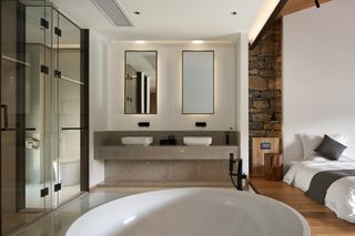Stand alone bath tubs in bedrooms