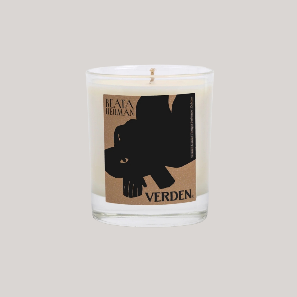 Verden x Beata Heuman Scented Candle against pale beige background.