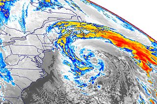 This GOES satellite image of the "Perfect Storm" was taken on October 30, 1991.