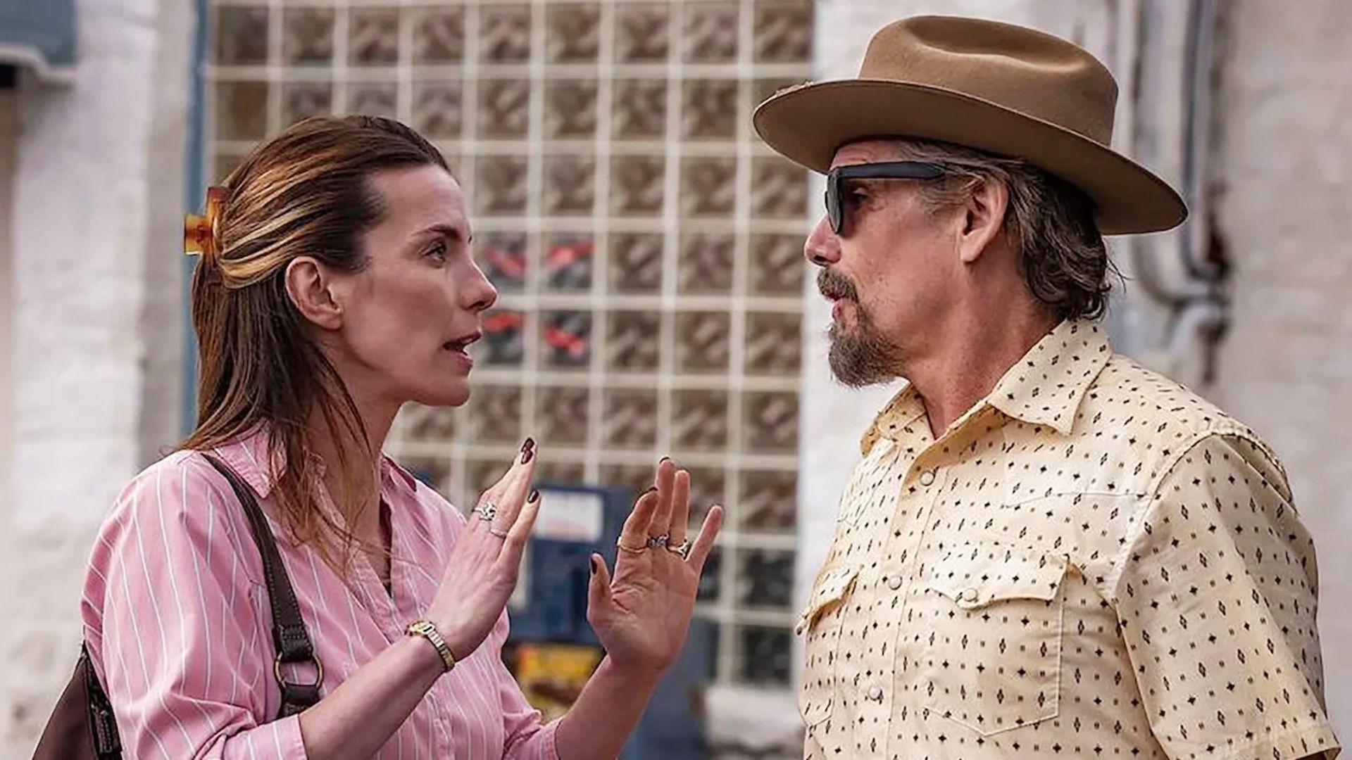 Betty Gilpin and Ethan Hawke in The Lowdown