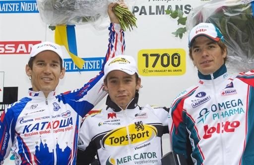 Memorial Rik Van Steenbergen podium (l-r): Robbie McEwen, Michael Van Staeyen and J&uuml;rgen Roelandts.
