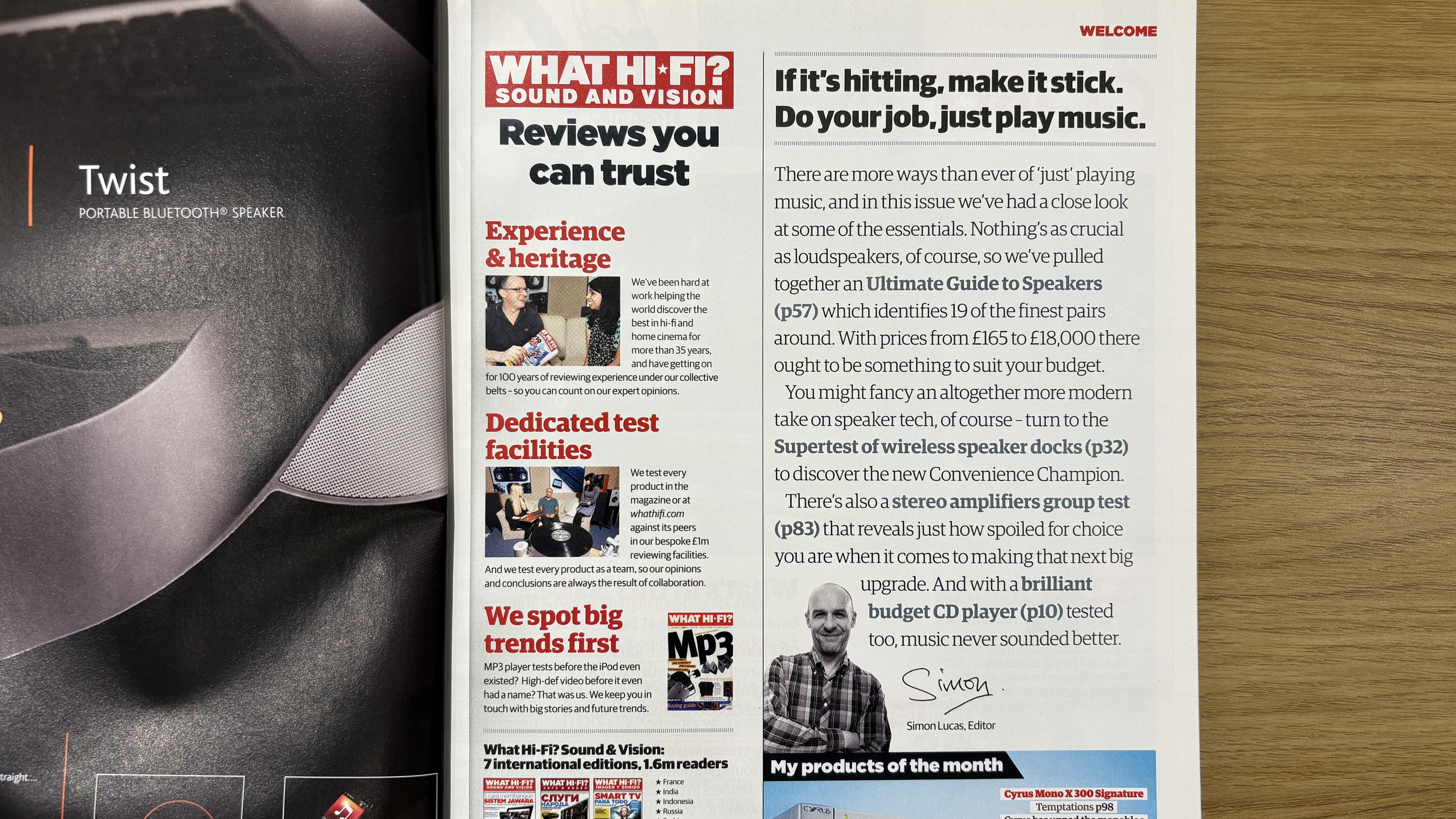 Simon Lucas editor's letter in What Hi-Fi? magazine
