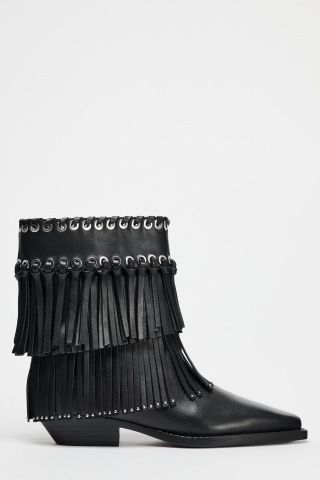 Zara Fringed Stud Ankle Boots