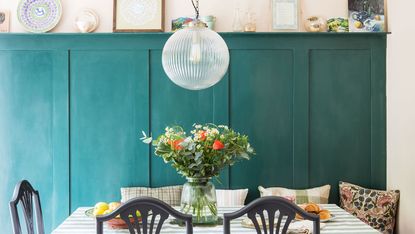 dining room with painted panelling