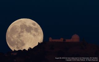 Moon Rises Next to Lick Observatory, Mt. Hamilton
