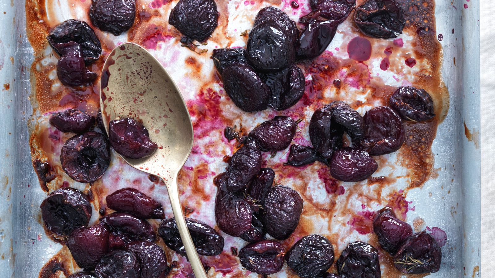 Tray of roasted cherries