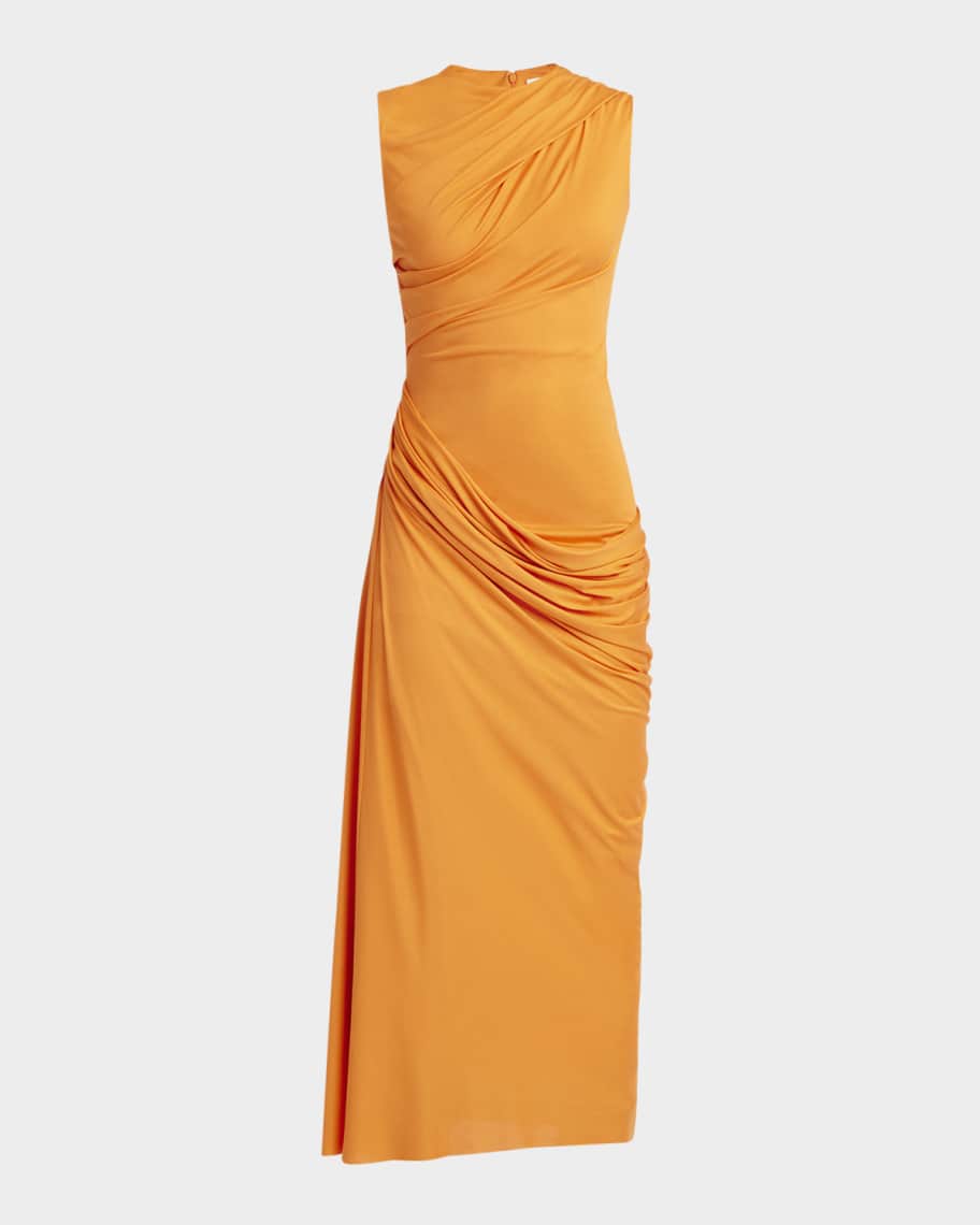 Sleeveless silk jersey Midi dress