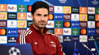 Arsenal's Spanish coach Mikel Arteta gives a press conference on the eve of the UEFA Champions League football match between Athletic Bilbao and Arsenal at the San Mames stadium in Bilbao on September 15, 2025. 