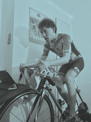 Will Lowden on his indoor trainer