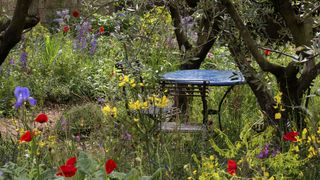 seating area in mediterranean garden style