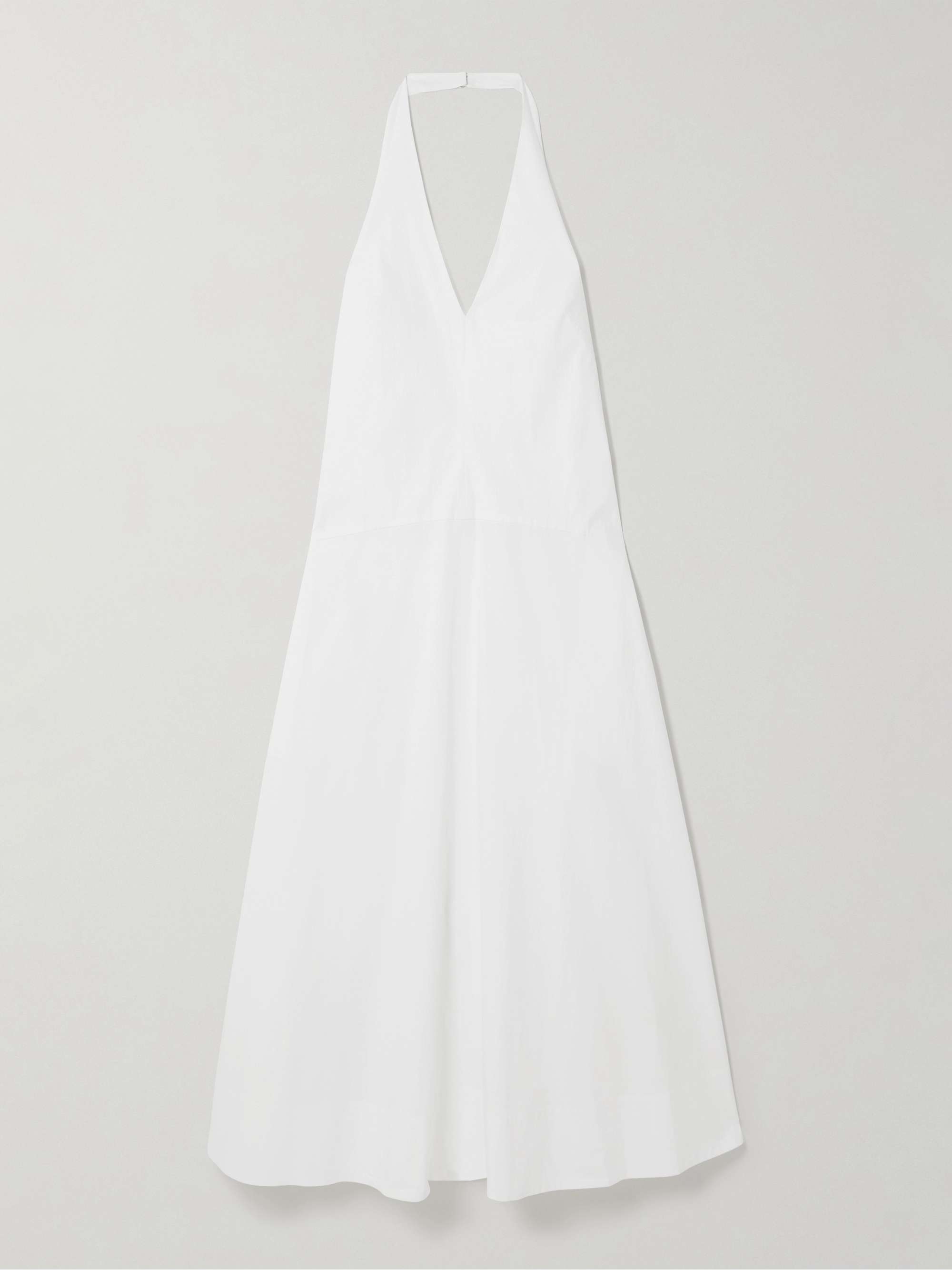 Crinkled Cotton-Blend Poplin Halterneck Maxi Dress