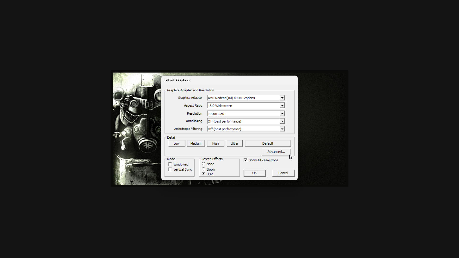 Fallout 3 settings