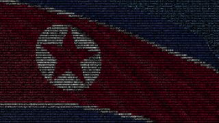 North Korean flag made of binary code