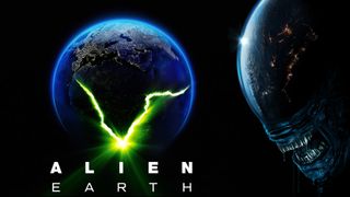 Alien: Earth main image showing the logo and key art, with a xenomorph head entering the screen from the right.