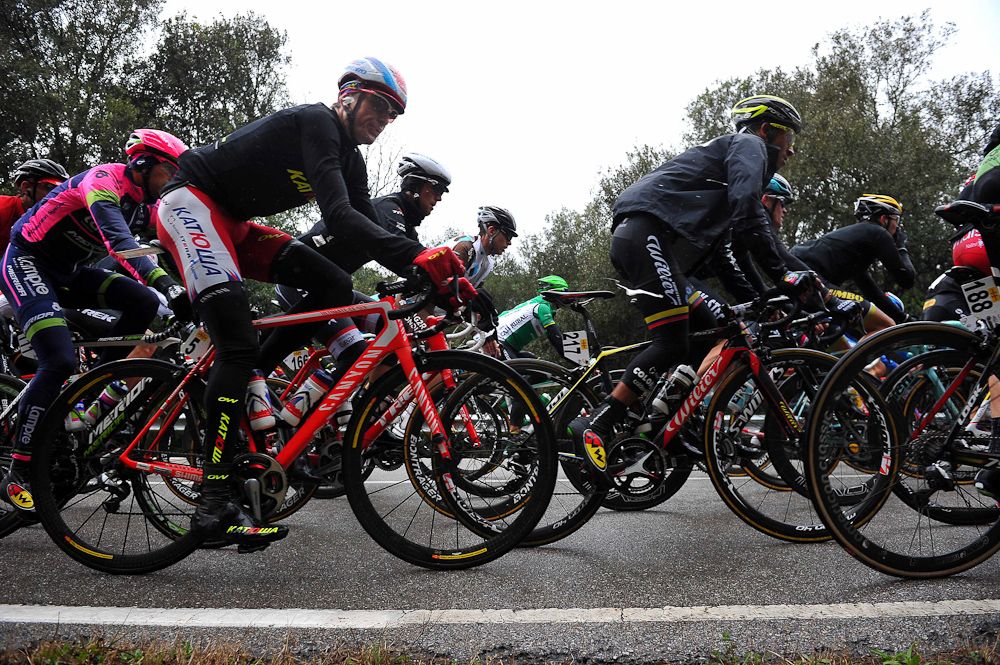 The peloton rides during stage 2 of Volta a Catalunya.