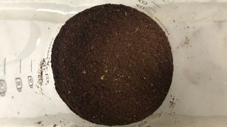 A birdseye view of finely ground coffee from the smeg grinder