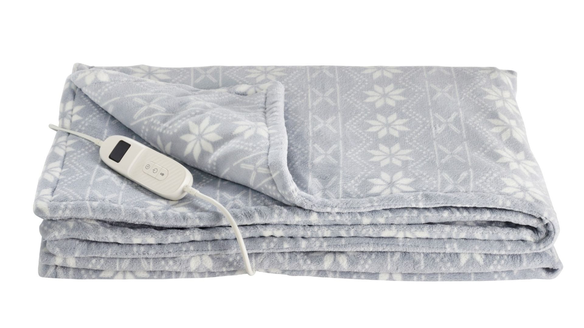 Grey Lakeland Fairisle Pattern Heated Throw on white background