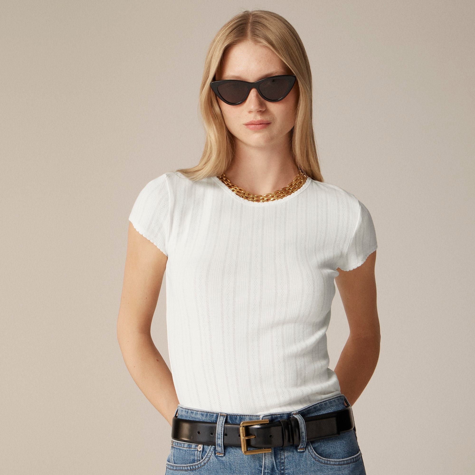 J.Crew, Pointelle Ringer T-Shirt in Stripe