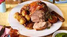 Stuffed spring leg of lamb with herby chutney 