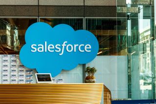 Salesforce Logo on wall of office Reception