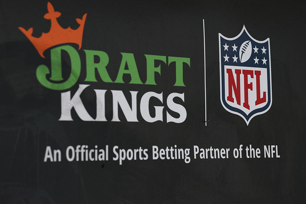 CHICAGO, ILLINOIS - APRIL 28: A DraftKings Sportsbook, the official sports betting partner of the NFL, advertisement on April 28, 2025 in Chicago, Illinois. (Photo by Aaron M. Sprecher/Getty Images)