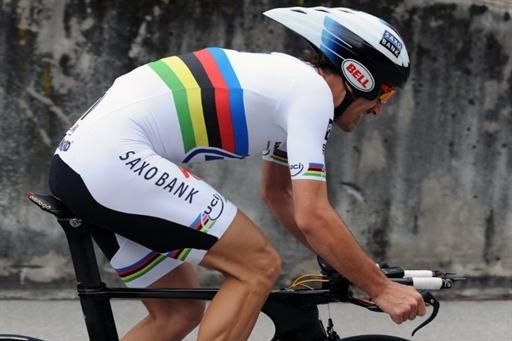 World Champion Fabian Cancellara (Team Saxo Bank) on his way to a stage win at the Tour de Suisse opener.
