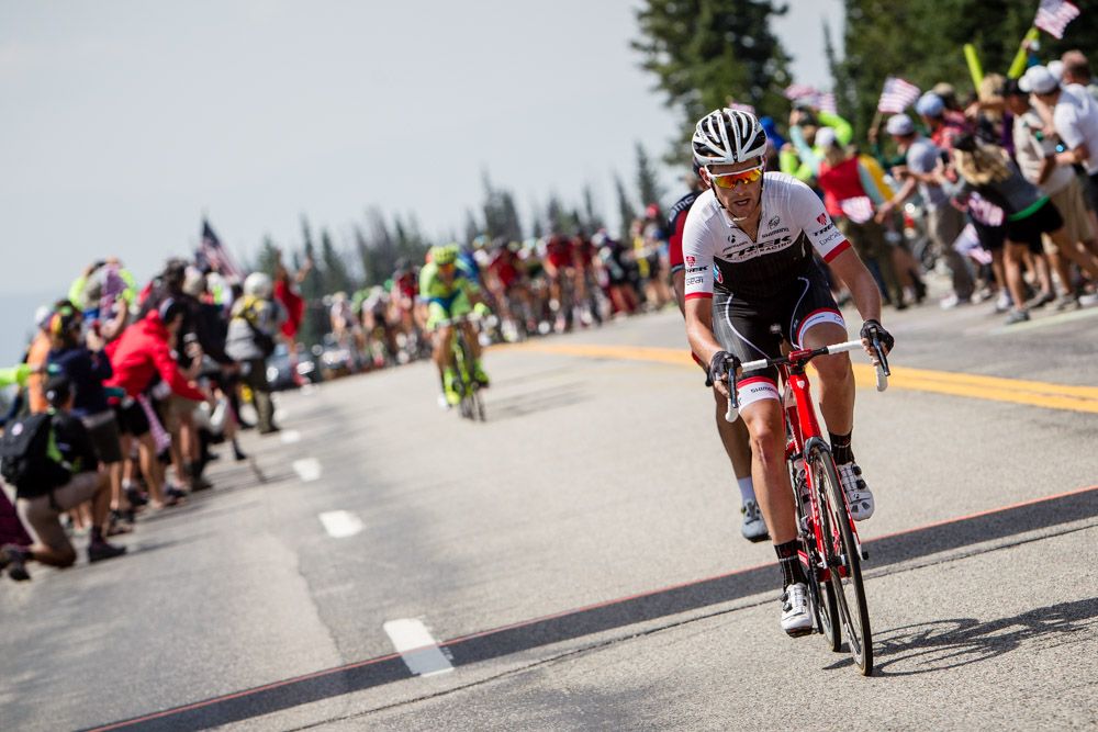 Riders attack going over the KOM.