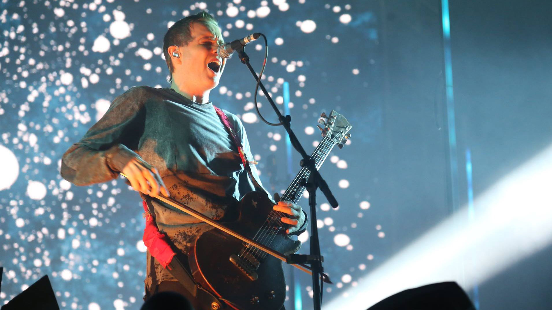 Jonsi of Icelandic band Sigur Ros performs at Clockenflap 2016.