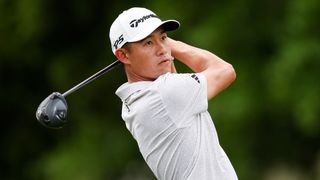 Collin Morikawa takes a shot during the fourth round of the Arnold Palmer Invitational