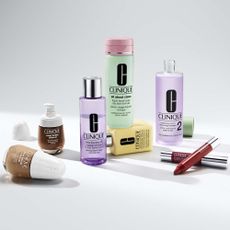 Clinique best selling products on a white surface