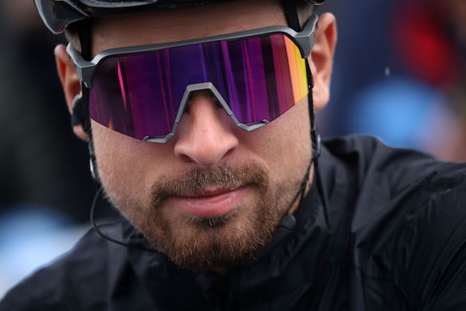 Peter Sagan (Bora-Hansgrohe) stays warm ahead of stage 4 of the 2019 Tour of California