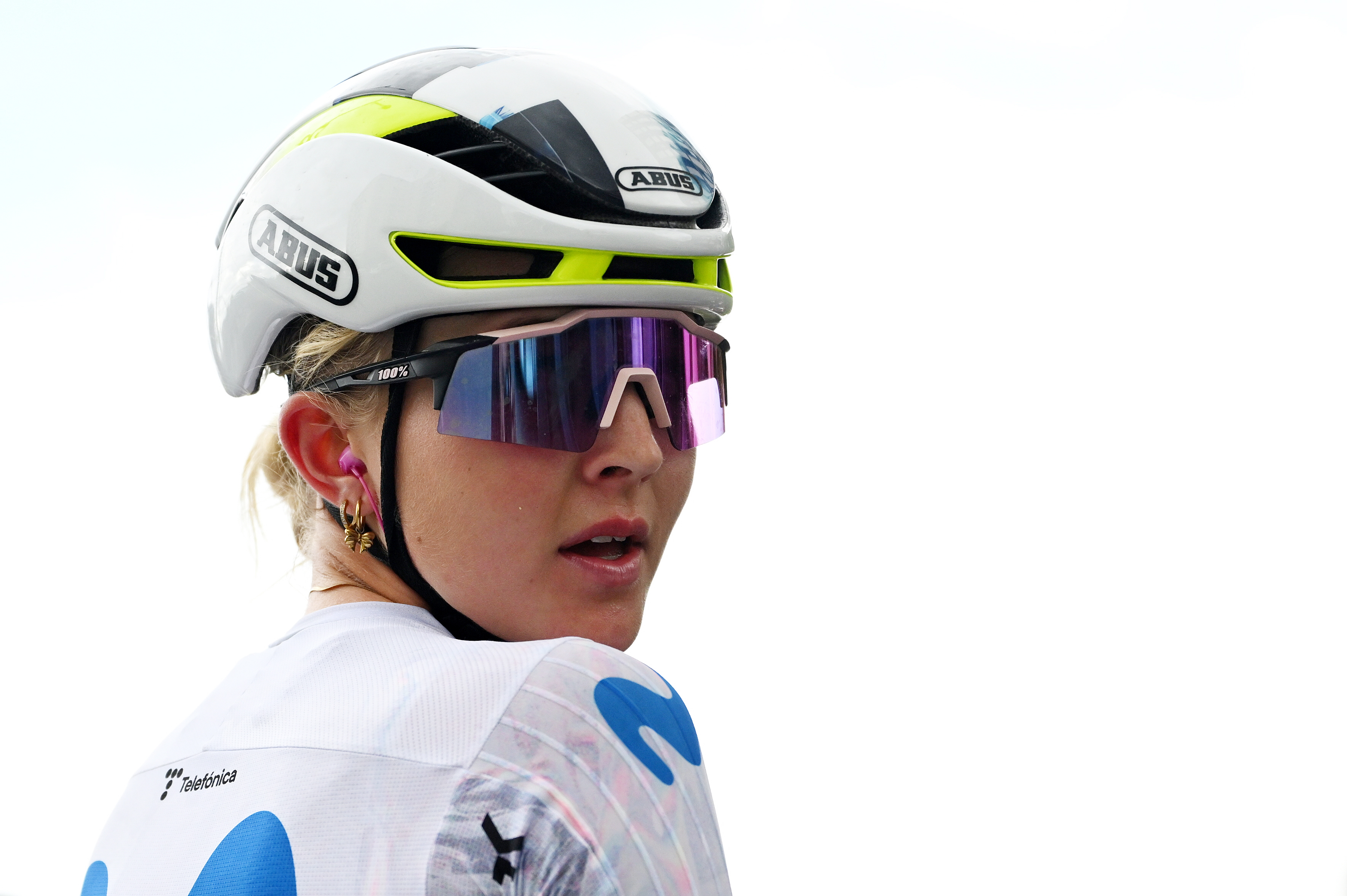 PAMPLONA, SPAIN - MAY 13: Race winner Cat Ferguson of Great Britain and Team Movistar reacts after the 6th Navarra Women&amp;amp;apos;s Elite Classic 2026 (Photo by Szymon Gruchalski/Getty Images)