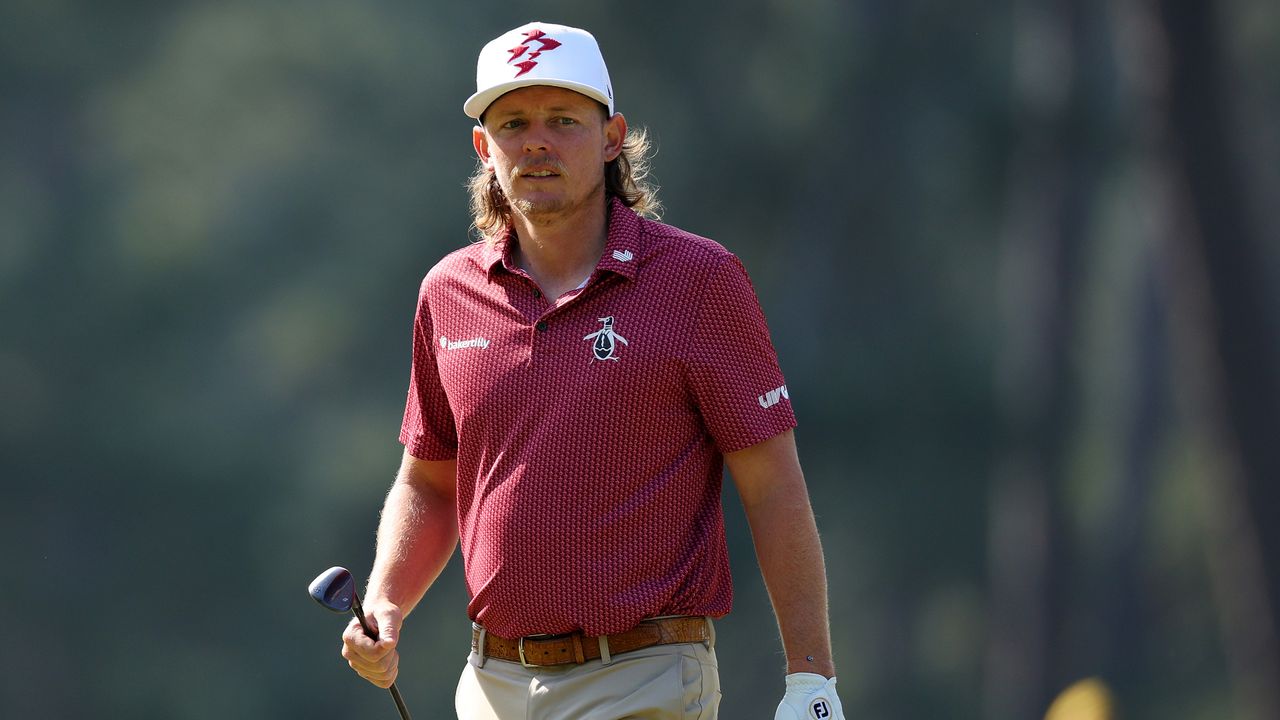 Cameron Smith wearing his LIV Golf team gear at Augusta National during a practice round