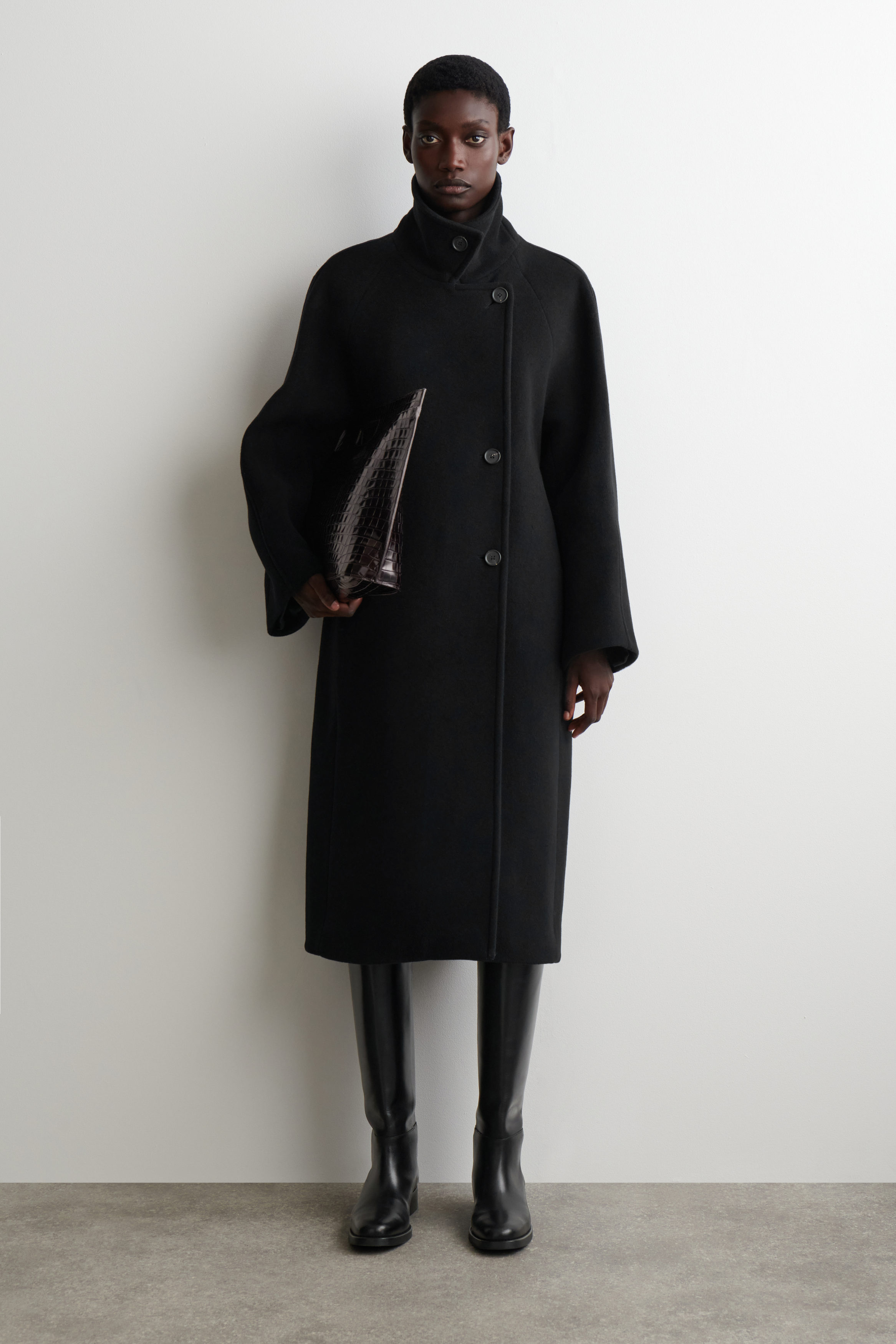 Oversized Double-Breasted Wool Long Coat