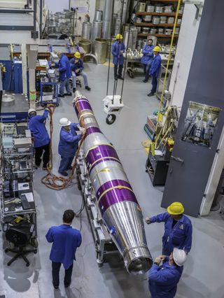 NASA's Advanced Supersonic Parachute Inflation Research Experiment (ASPIRE) payload undergoes checks in the Testing and Evaluation lab at NASA's Wallops Flight Facility in Wallops Island, Virginia.