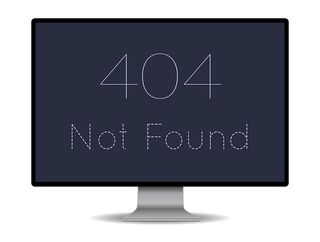 A monitor showing a 404 Not Found error for a broken link