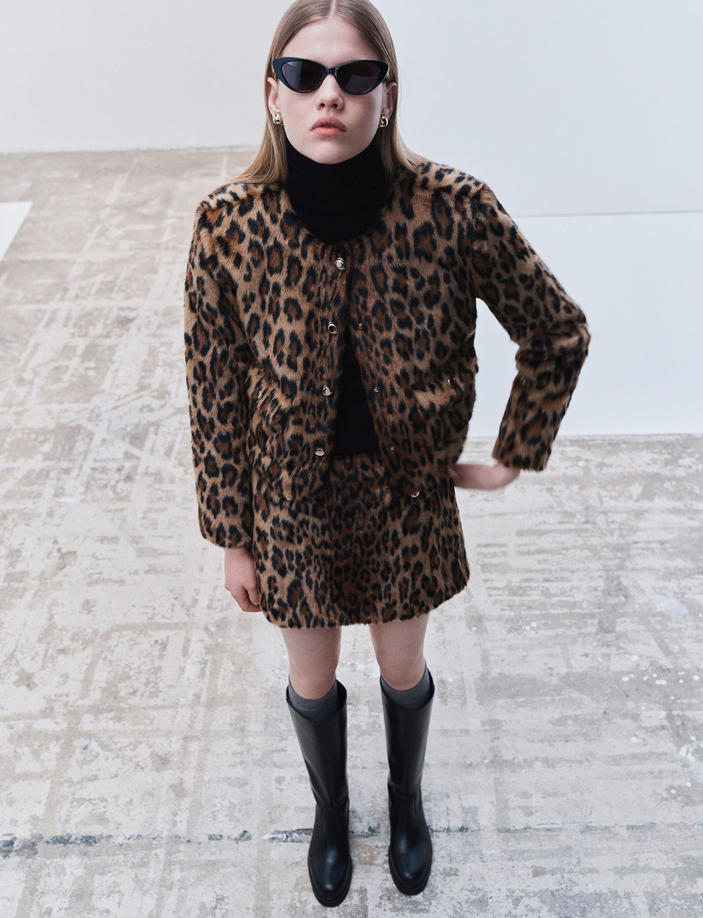Model wearing Maje clothing.