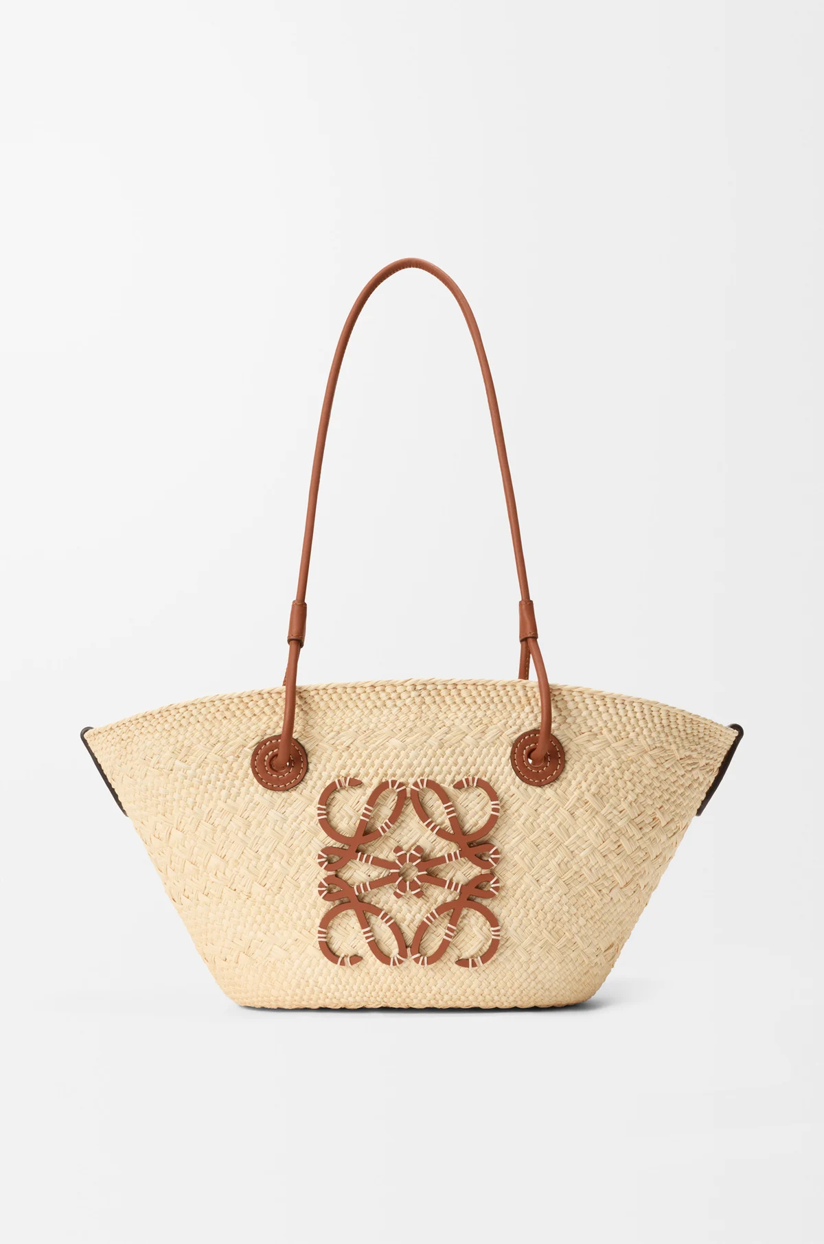 Loewe, Small Anagram basket bag in iraca palm and calfskin
