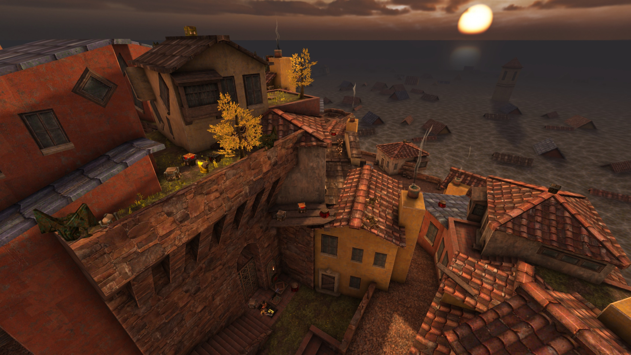 A Mediterranean village basks in the setting sun in Quake Rooftops Jam