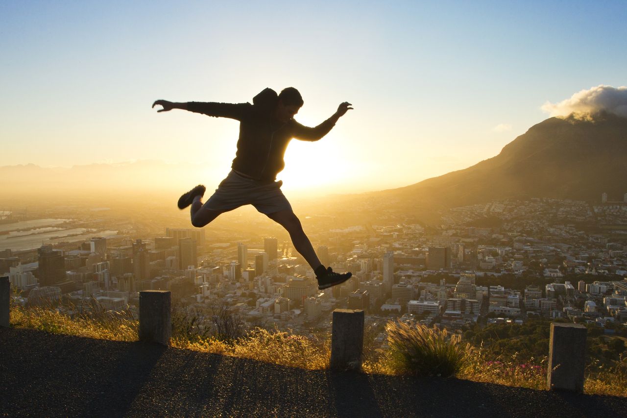 Early bird ISA represented by a m doing parkour at dawn